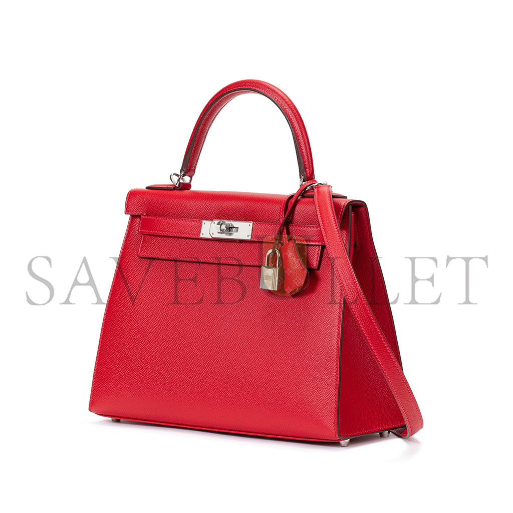 H**mes rouge casaque epsom sellier kelly 25 palladium hardware (25*17*7cm)